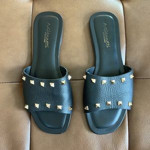 A. Giannetti Black Sandals w/Gold Spikes. Women Size 9.5